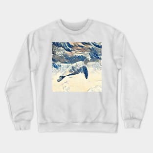 Cute turtle painting (sea turtle, ocean, sea and beach) Crewneck Sweatshirt